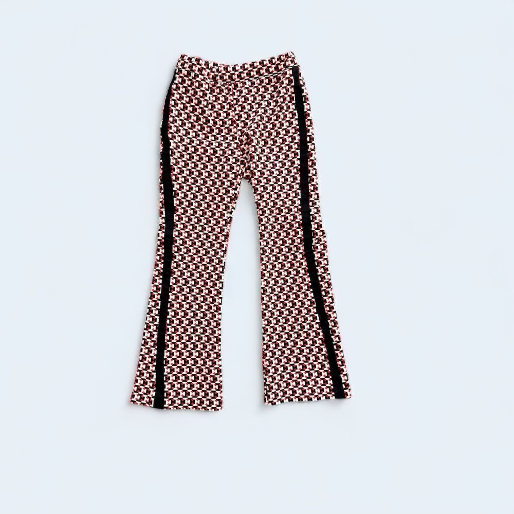 ANTHROPOLOGIE Women Maeve Retro Geometric Print Bootcut Stretch Trouser Pant XS
